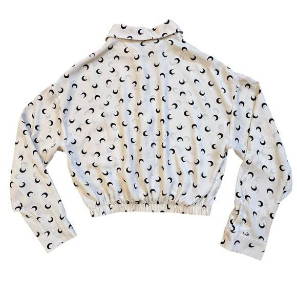 Cresent Moon Crop Top Blouse Long Sleeve Button Up Down by Timing - Small - Picture 9 of 14